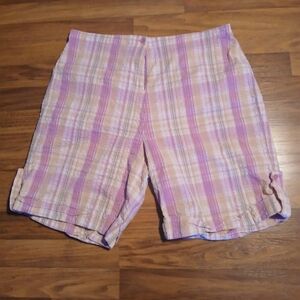 Denim&Co Plaid Women's Size XL Shorts in Purple and Pink